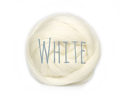 Merino Wool - White - for arm Knitting Merino Blanket Weaving Felting Jumbo Yarn Giant Wool Soft 50g (0.11lb)