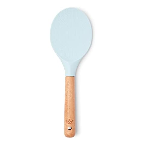 Yum Asia Premium Rice Spoon Spatula with Beech Wood Handle and Premium Silicone (Sky Blue) Cover