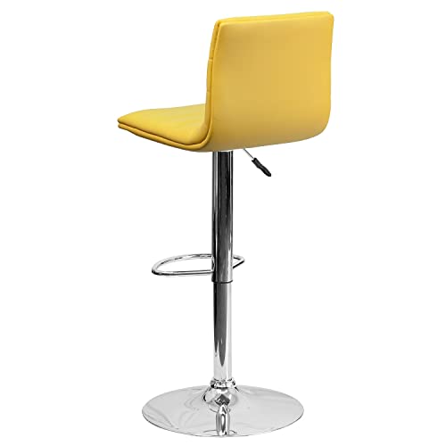 Tabouret de bar moderne vinyle jaune réglable hauteur comptoir Vincent - 8