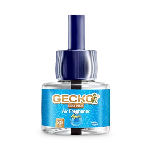 Image of Gecko Pro Nights Plug-In Room Freshener Kit with Aqua Fragrance | Floral Air Freshener for Home, Bedroom, Bathroom, Office & Living Spaces | 3 Refills (45 ml Each) + 1 Machine