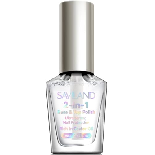 Image of SAVILAND Clear Nail Polish Base Top Coat: 2 in 1 Quick Dry Nail Polish Long Lasting Fingernail Toe Polish Color Protection Resists Smudging, Chipping and Fading Shine Finish Polish Salon Home Nail Art