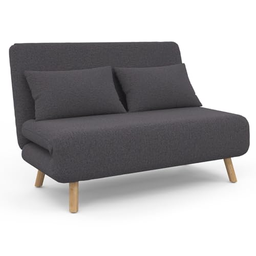 IDMarket - Canapé Convertible Romeo lit d'appoint 2 Places 120 x 190 cm Tissu Gris Anthracite