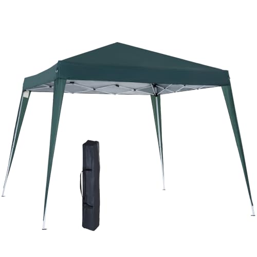 Outsunny Carpa Plegable 2,4x2,4 m Pop-up Altura Ajustable Anti-UV Verde