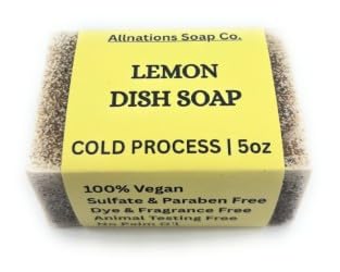 Allnations Soap Co - All Natural Handmade Lemon Solid Dish Soap Bar - Free of Dyes and Fragrance