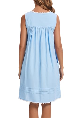 Image of AVIIER 100% Cotton Nightgowns for Women Sleeveless Night Gown with Pockets