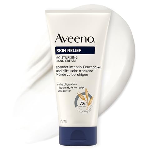 Aveeno Skin Relief Crema mani senza profumo per la cura delle mani con complesso lenitivo 3 volte per pelli molto secche e sensibili, 75 ml