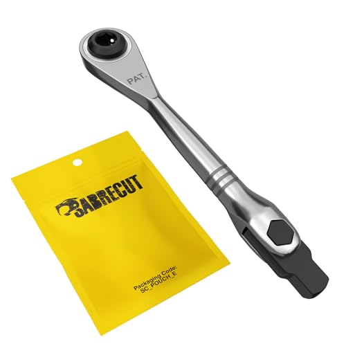 SabreCut 1 x MRSC04 Mini Micro Ratchet 6.3mm (1/4") HEX Adjustable 1/4" Square Drive Stainless Steel Professional 72 Tooth Gear Hand Ratchet Wrench
