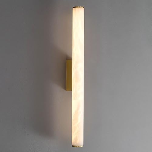 Aplique de Pared de alabastro de Mediados de Siglo: lámpara LED de Piedra Natural para baño, Sala, Cocina, Pasillo y Comedor. Luz cálida.