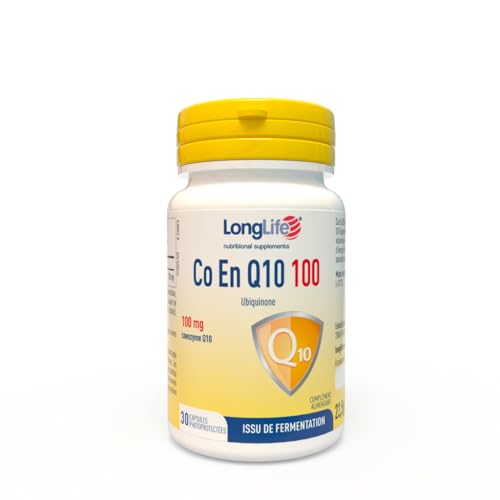 LongLife® CO EN Q10 100 mg | Coenzyme Q10, ubidécarénone pure | Antioxydant et énergisant cellulaire | Issu de fermentation | 30 capsules | Sans gluten