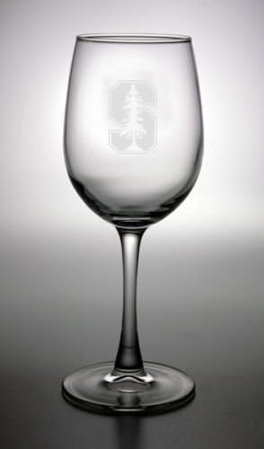 Stanford Cardinal Deep Etched White Wine Glass