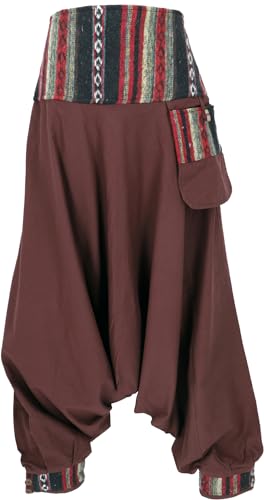 GURU SHOP Haremshose, Pluderhose, Boho Pumphose, Aladinhose mit Webbund -...
