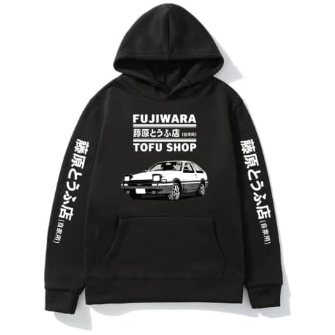 Initial D Fujiwara Tofu Shop AE86 Manga Print Hoodie Men Women Autumn Winter Casual Hooded Sweatshirt Loose Pullover Cover