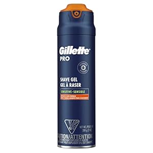 Gillette PRO Shaving Gel For Men Cools To Soothe Skin And Hydrates Facial Hair, 7oz, ProGlide Sensitive 2 in 1 Shave Gel