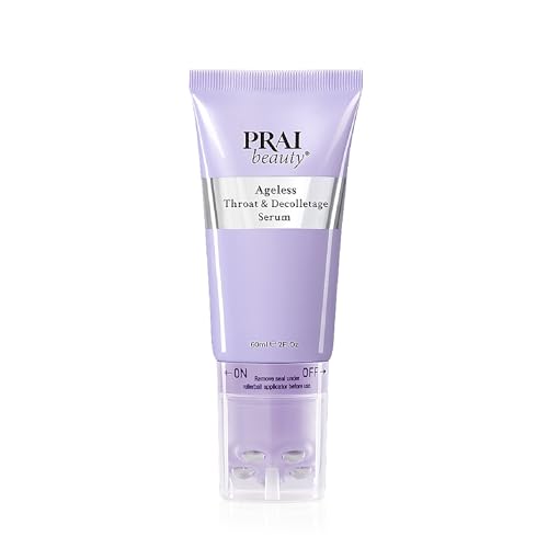 PRAI Ageless Throat & Decolletage Serum 60ml with Rollerball Applicator - Anti-Ageing Collagen Boosting Skincare - Firms & Tightens Skin Smooths Wrinkles Tones & Hydrates Neck & Cleavage
