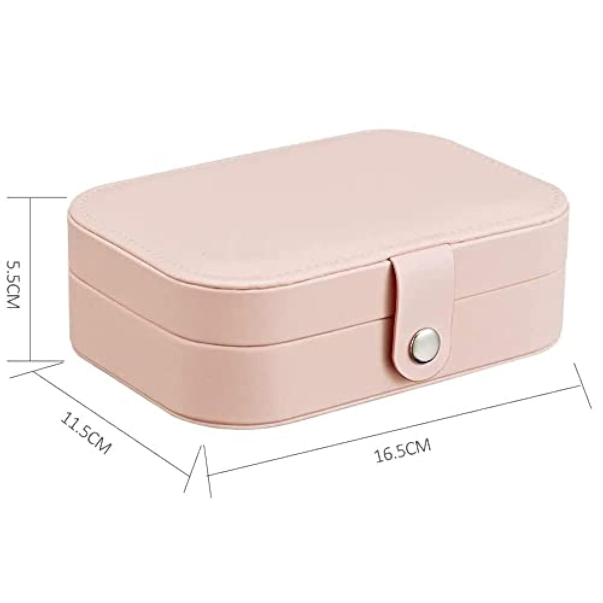 Jewelry Storage Box with Dividers, Pink PU Organizer