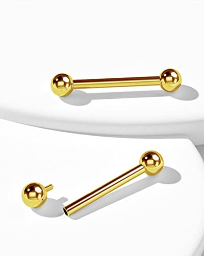 OUFER Titanium Nipple Rings, Internally Threaded 14G Straight Barbells Piercing Jewelry for Women Men2