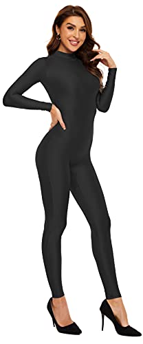 Image of Kepblom Womens Turtleneck Long Sleeve Dance Unitard One Piece Full Bodysuit Costumes