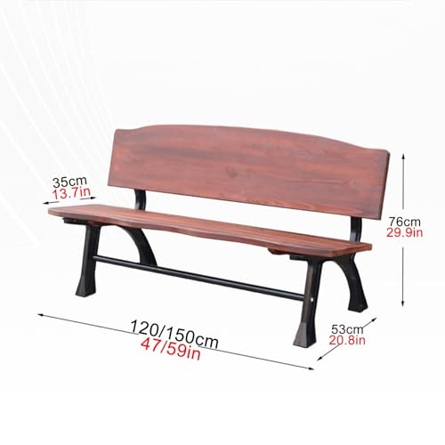 Banc de terrasse extérieur en bois de 2 places avec dossier