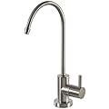 Express Water Modern Water Filter Faucet – Brushed Nickel Coke-Shaped Faucet – 100% Lead-Free Drinking Water Faucet – Compatible with Reverse Osmosis Water Filtration Systems