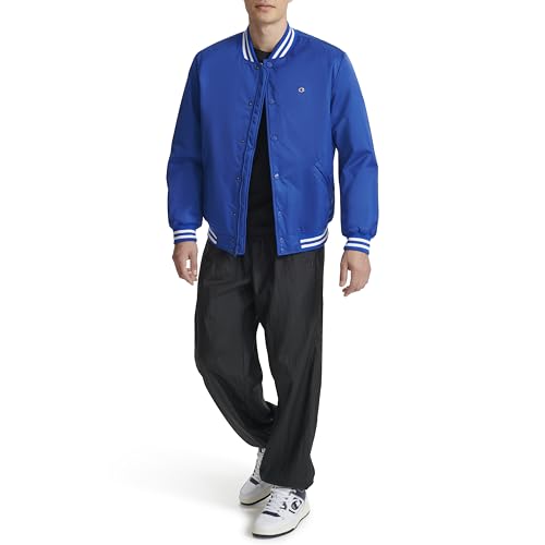 Image of Champion Men's Logo Striped-trim Varsity Jacket