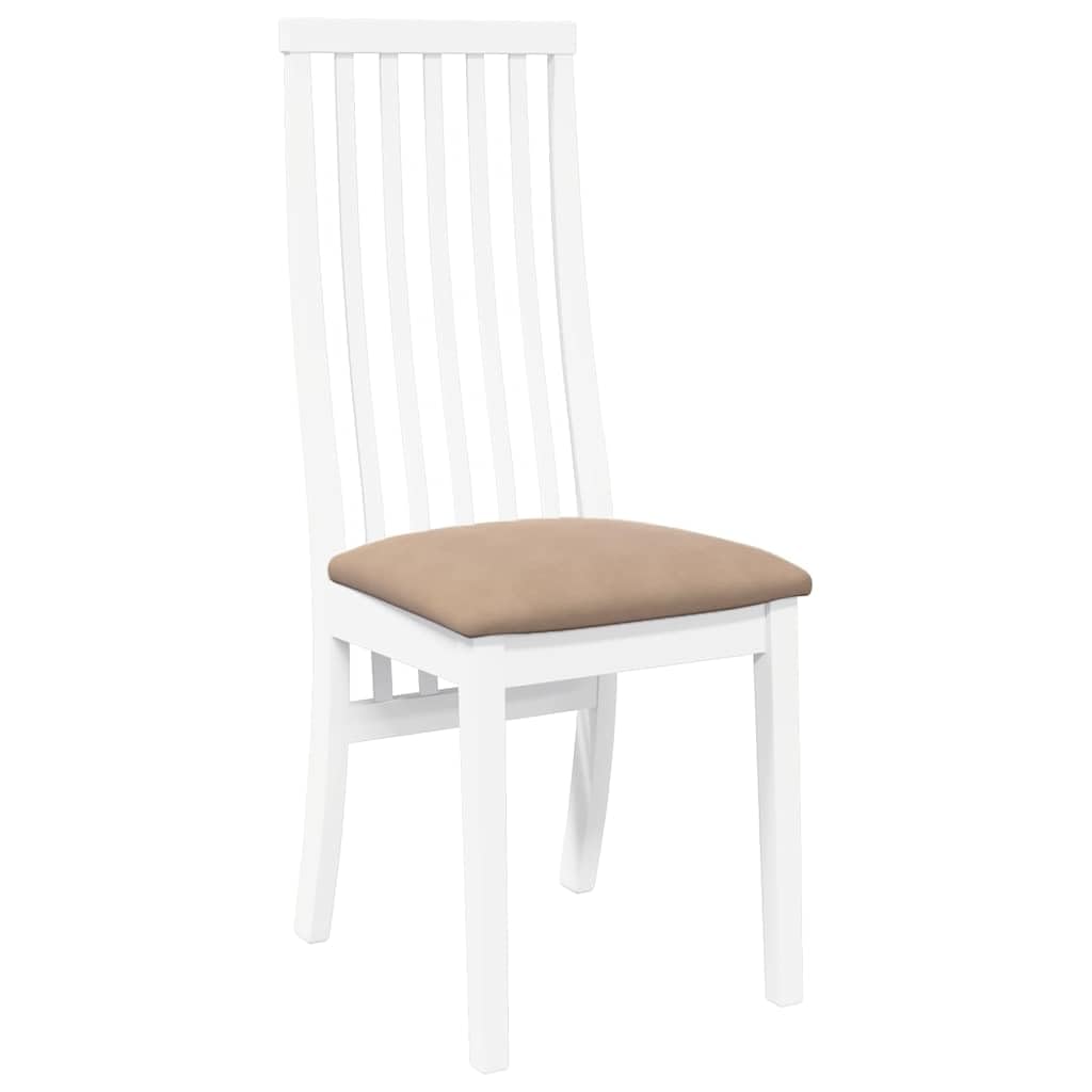 vidaXL Sillas de Comedor con Cojines 2uds Madera Maciza Blanco Caucho, Silla de Comedor, Silla de Cocina, Asiento de Comedor, Silla