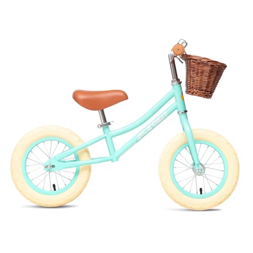 Image of ACEGER 12 inch Kids Balance Bike with Basket, Toddler Bicycle for Early Learning Leg Strength and Steady Balancing, Durable Frame&Tool-Free Adjustable Seat, Gift Bike for 2-5 Kids, No Brake