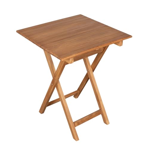 MR. DEKO Mesa de jardín Porton de madera de teca | Mesa rectangular 60 x 75 x 60 cm (ancho x alto x profundidad) | Mesa auxiliar plegable para balcón, terraza, jardín de invierno