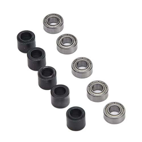 5 Sets Router Bit Bearing Set Bottom Mounted Ball Bearings 1/4" ID 1/2" OD Replacement Kit for Flush Trim & Rabbeting Router Bits