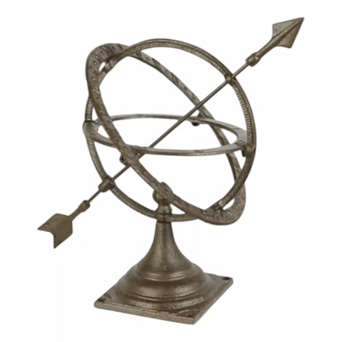 Meridiana da tavolo in ghisa con scultura in metallo, 29,5 cm