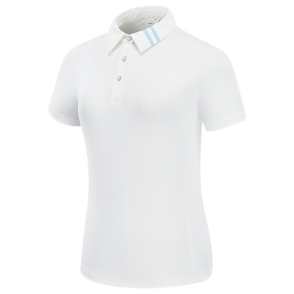 LANGWEI T-Shirt da Golf da Donna A Maniche Corte vestibilità Asciutta Polo con Colletto Traspirante Abbigliamento Sportivo