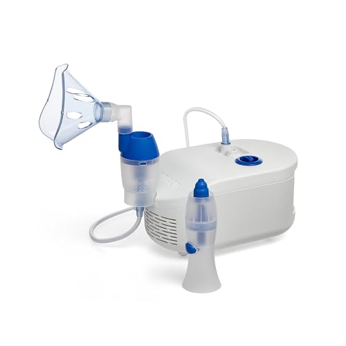 OMRON X102 Total 2-in-1-Inhalationsgerät mit Nasendusche - Inhalator für Erwachsene und Kinder; zur effektiven Behandlung von Atemwegserkrankungen, Allergien und Erkältungen; mit hochwertigem Zubehör