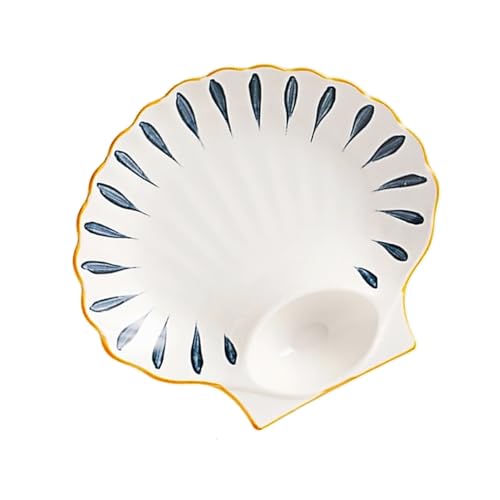 Plato cerámico con forma de concha para sushi y dumplings miniatura 1