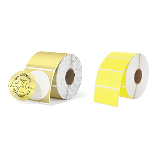 Munbyn 2.25"X1.25" Yellow Direct Thermal Labels, Munbyn 2 Inch Gold Transparent Thermal Labels #TOP20