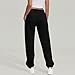 Petite Wide Leg Pants for Women Loose Baggy Sports Yoga Joggers with Pocket Elastic Waisted Casual Sweatpants Fashion Clothes（M,Black）
