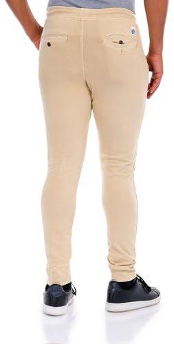 LAGUNA Mens Terry Chino Joggers Large Beige2