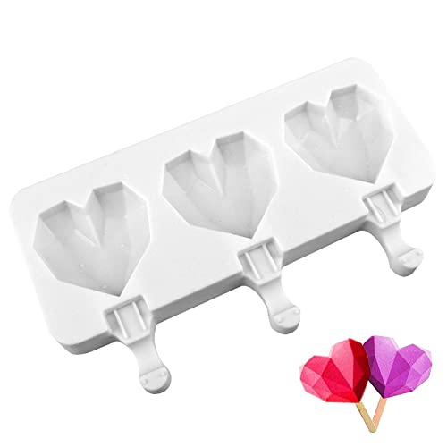 Moldes para Helado de Bricolaje en forma de Corazón Molde Corazón Geométrico 3D Duradero y fácil de limpiar Para hacer helados, pasteles, mousses, budines, chocolate, cubitos de hielo Cover