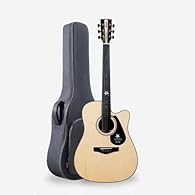 Guitar Acoustic: This light gray 41" acoustic guitar features a classic missing corner design, delivering a more full-bodied vibrant bass tone and extended resonance. Its compact and lightweight design is perfect for younger beginners and traveler pl...