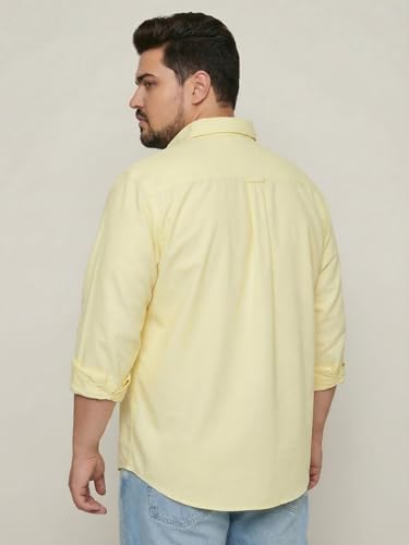 Image of Urbano Plus Men's Cotton Full Sleeve Regular Fit Solid Oxford Shirt with Button-Down Collar