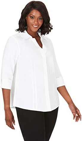 Foxcroft Women's Plus-Size Taylor Essential Blouse, White, 14W