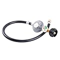 JEASOM 2Feet Propane Regulator and Hose with Gauge, Propane Regulator with Hose Universal QCC1 Replacement for Most LP Gas Grill Burner Stove Fire Pit Heater and More