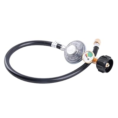 JEASOM 2Feet Propane Regulator and Hose with Gauge, Propane Regulator with Hose Universal QCC1 Replacement for Most LP Gas Grill Burner Stove Fire Pit Heater and More