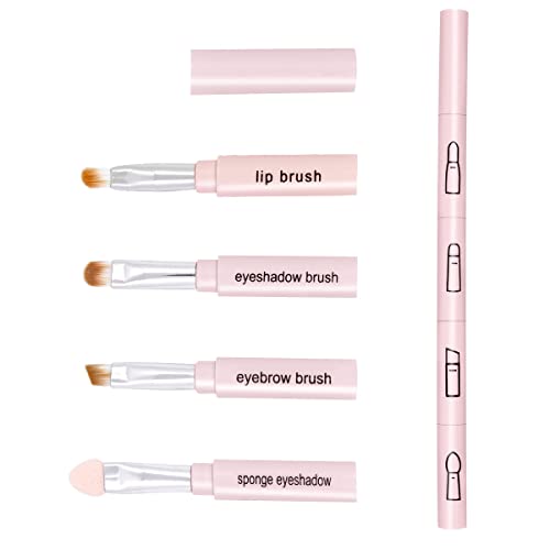 Portable Eye Makeup Brushes Set, 4 In 1 Travel Small Eyeshadow Brush Set On The Go, Featuring 4 Brushes, Lip Brush, Eyeshadow Brush, Eyebrow Brush, Sponge Eyeshadow #TOP5