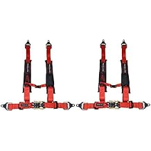 PROGUARD Red 4-Point Harness with 2" Nylon Straps 2 Pck- Universal Off-Road Safety Belt fits Polaris, Can-Am, Kawasaki, Yamaha UTVs, ATVs, Side-by-Sides