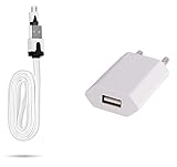 Non Cable Noodle 1M Chargeur + Prise Secteur pour Sony Xperia XA Ultra Smartphone Micro-USB Murale Pack Universel Android (Blanc)