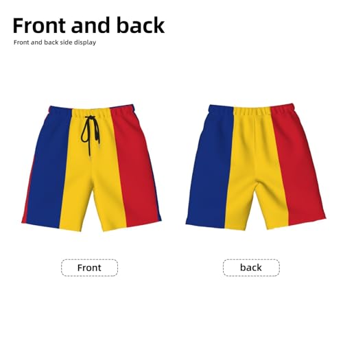 Flag of Romania Youth Beach Pants, Soft and Breathable, with Drawstring Waist, Suitable for Sports and Leisure.2