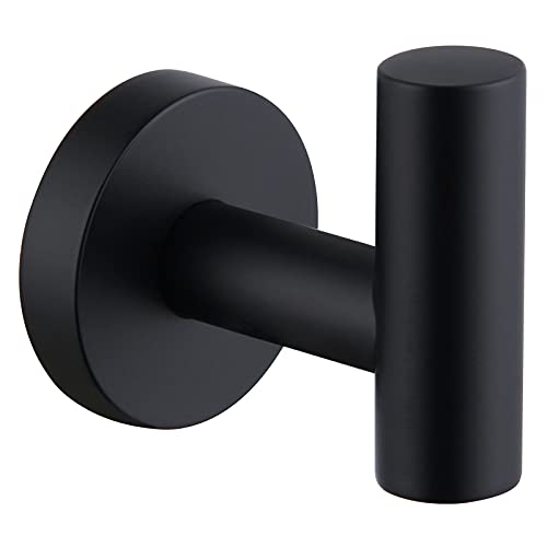 Image of Angle Simple Bathroom Towel Hook, Robe Coat Hook for Wall, Matte Black