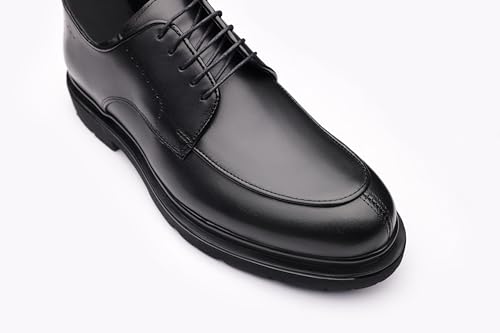 Image of Men's Black Leather Derby Shoes - Handmade Premium Design with Lightweight Comfort Sole