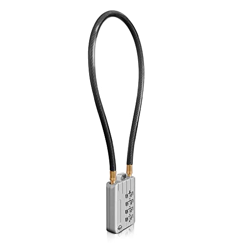SISAV 30CM/12in Long Cable Locks Cable 4-Digit Combination Lock Re-settable Combination Security Cable Lock Luggage Suitcase Gun Helmet Cable 5mm Diameter Silver