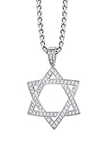 Richsteel Estrella de David Salomon con Diamantes Simulados, Colgante Estrella Judaismo con Seis Puntos