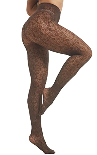 JarseHera Women Patterned Tights Hollow Out Knitted Pantyhose High Waist Chiffon Lace Fishnet Stockings